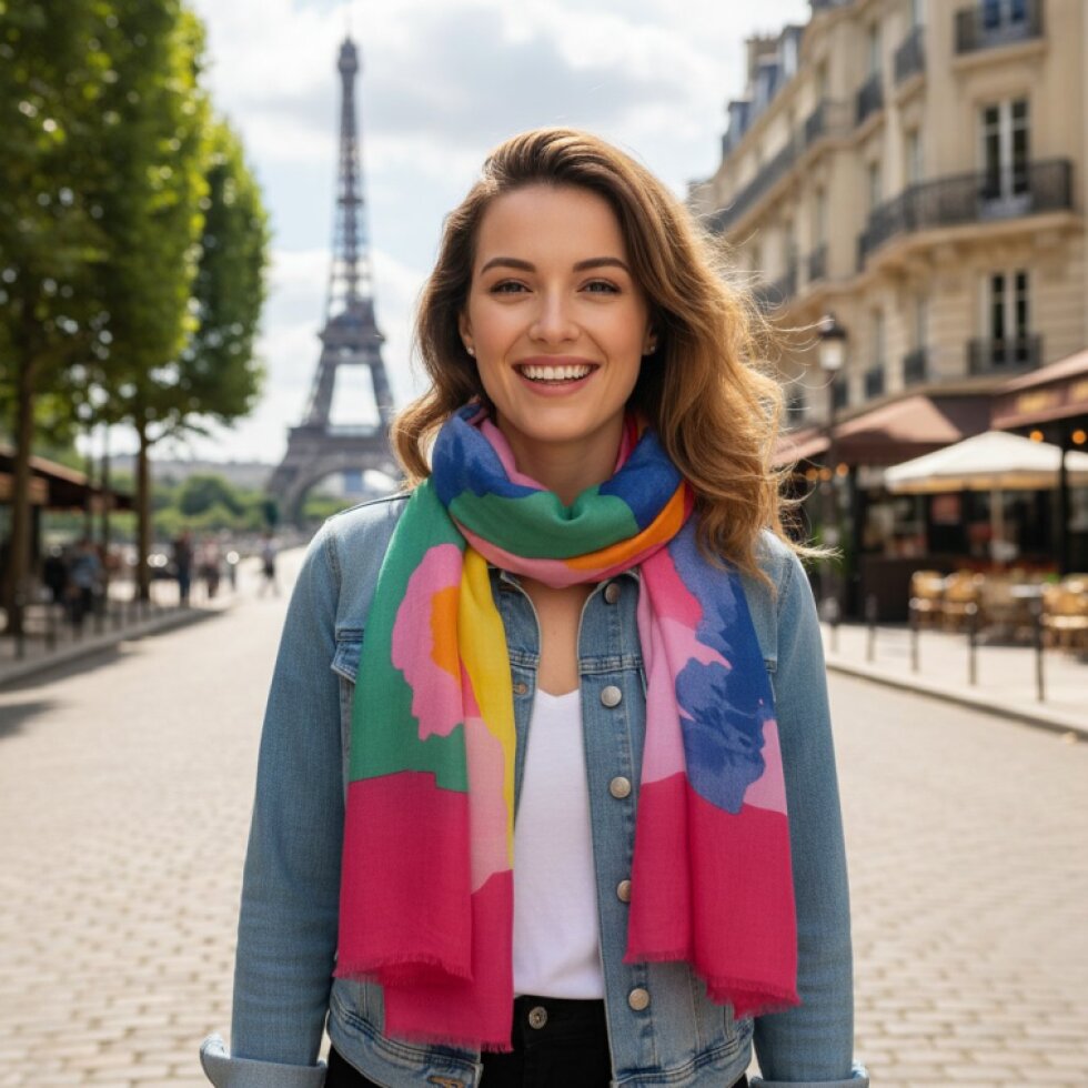 Barevný šátek se vzorem 184x86,Harmonie-wa-101