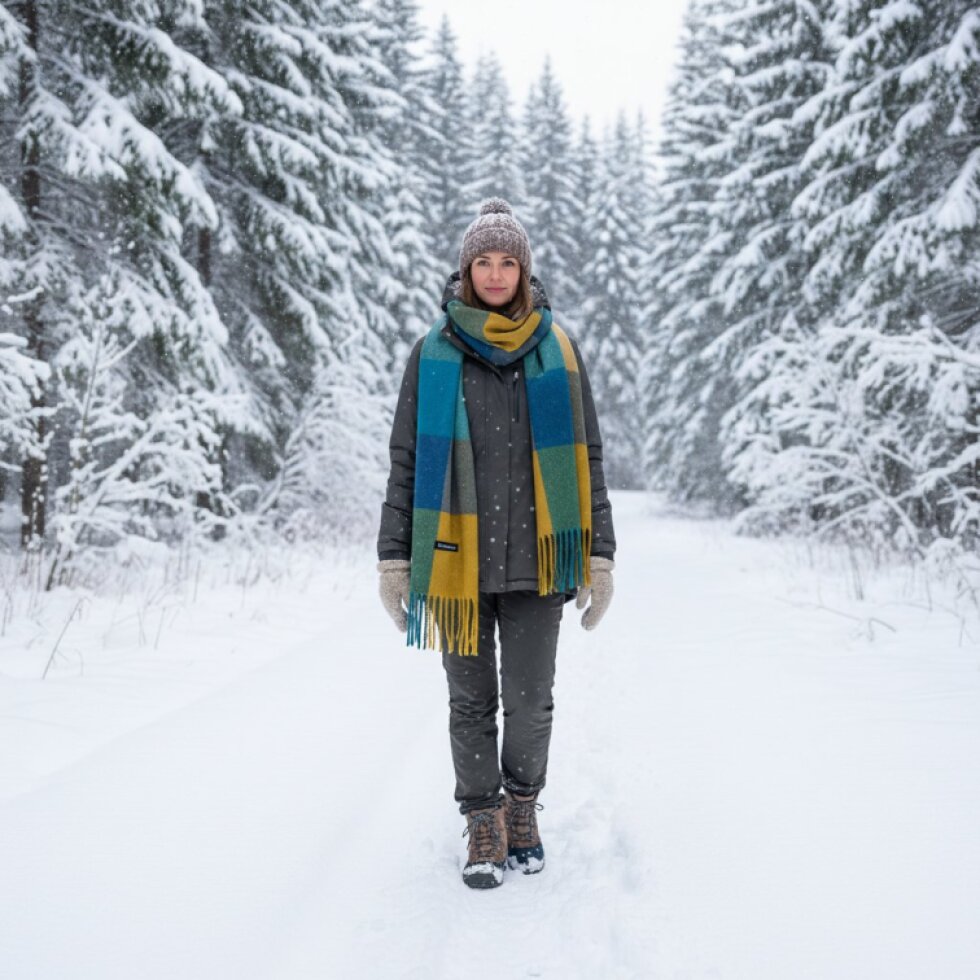 Kašmírová dámská kostkovaná šála 180 x 65 cm