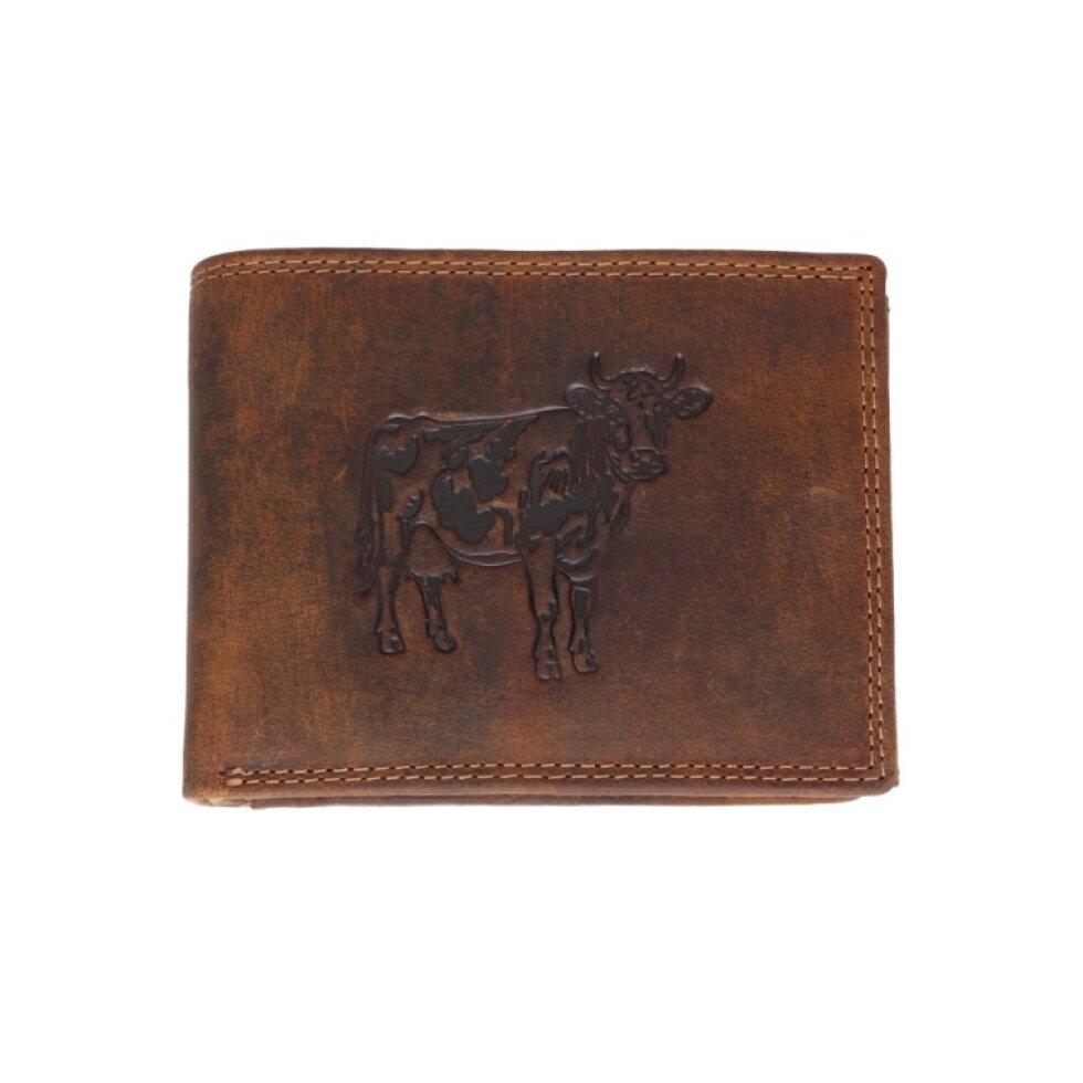 Pánská kožená peněženka hnědá s motivem Kravičky