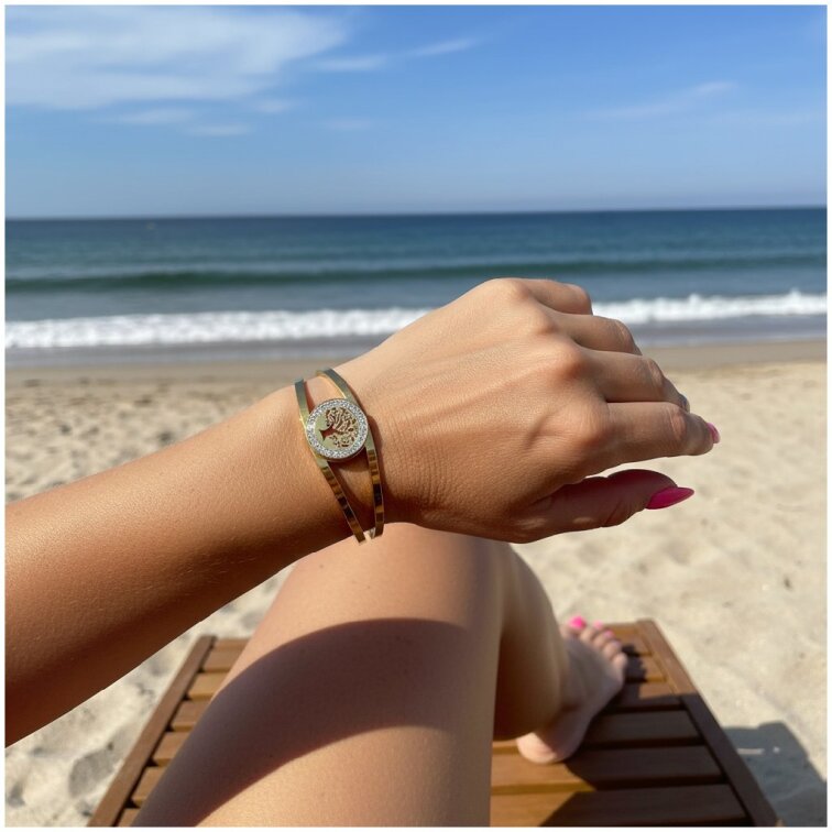 Náramek strom života gold se zirkony KFD328