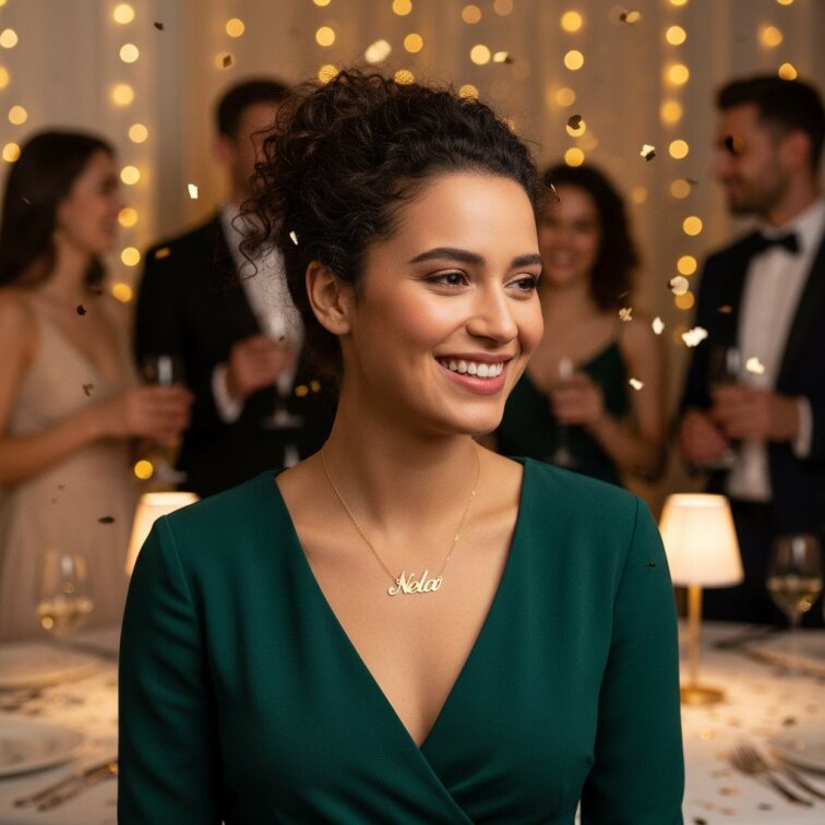 Řetízek z oceli se jménem Nela zlatá ocel