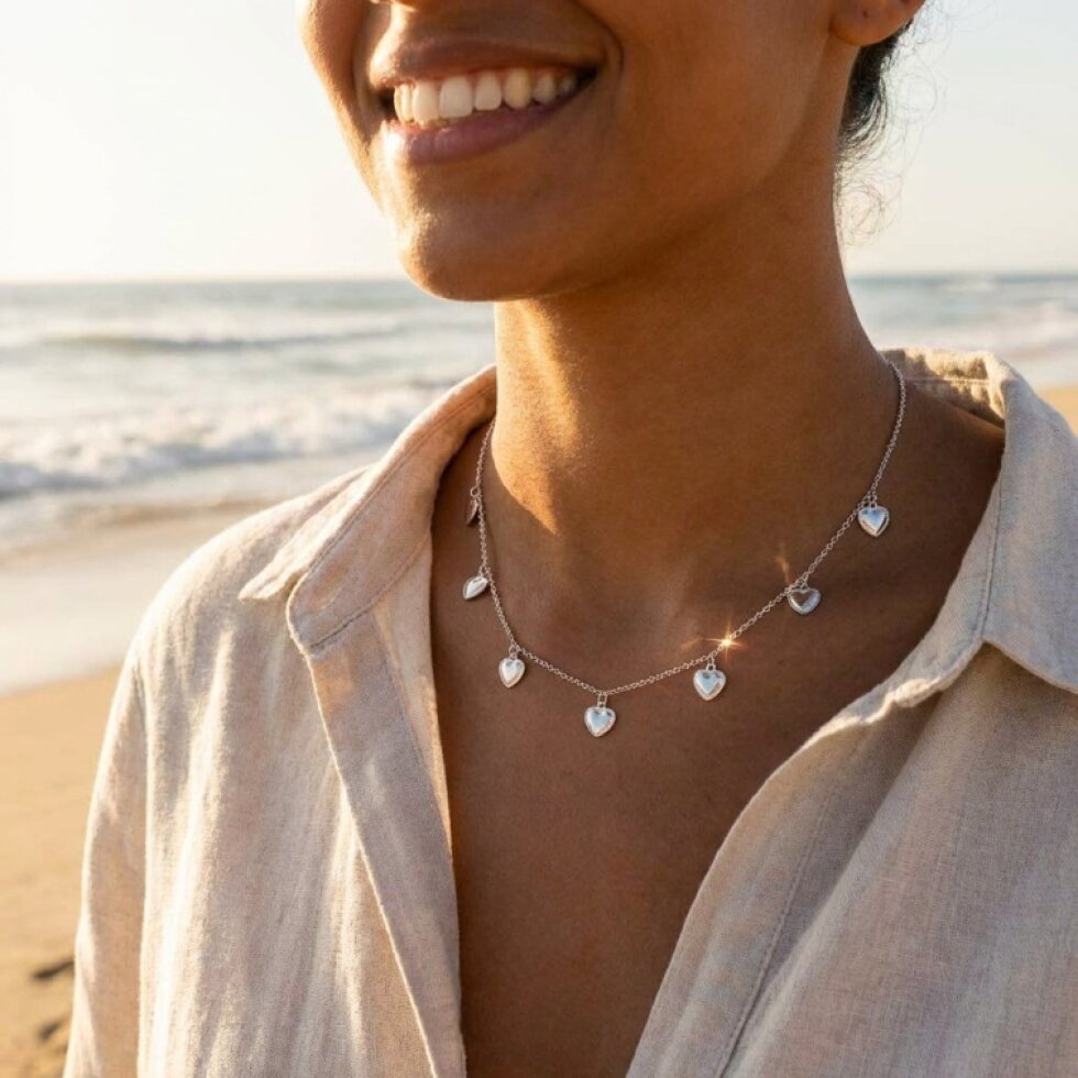 Dámský ocelový řetízek se srdíčky