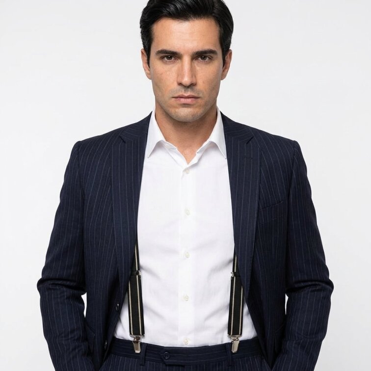 Kšandy pánské, černé pruhované MB2053