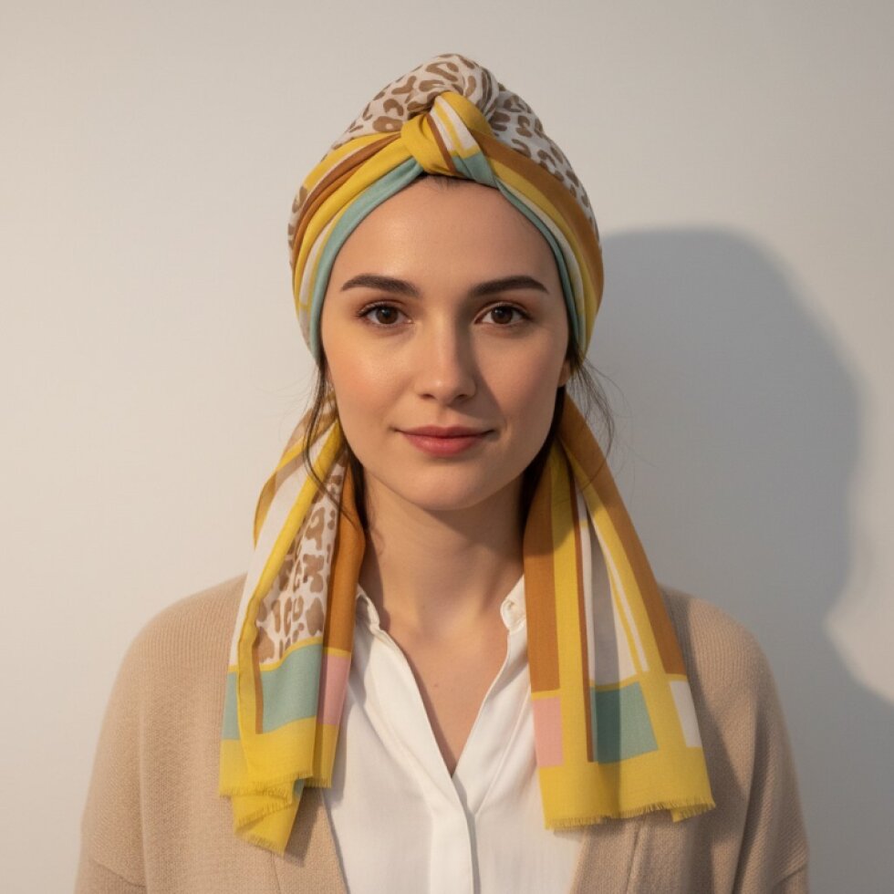 Barevný šátek Wildora 180x78, pestrobarevný vzor, bavlna