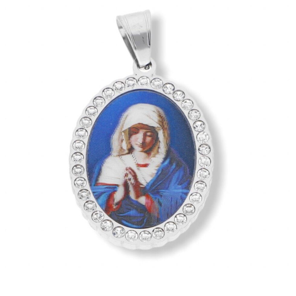 Přívěsek Madonka s krystalky 18 - Chirurgická ocel, Panna Marie