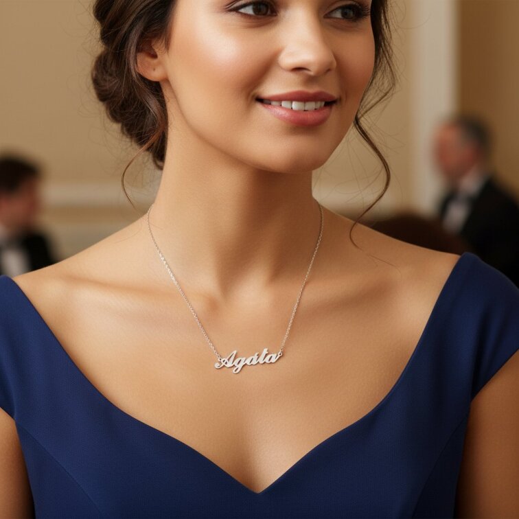 Řetízek z oceli se jménem Agáta stříbrný