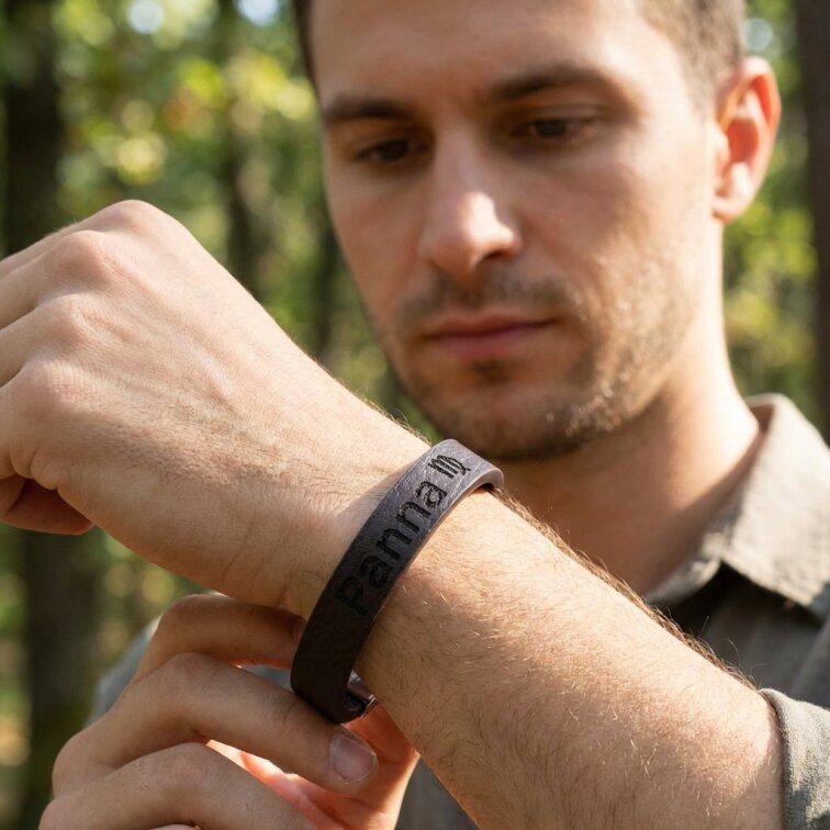 Pánský kožený náramek hnědý se znamením Panna