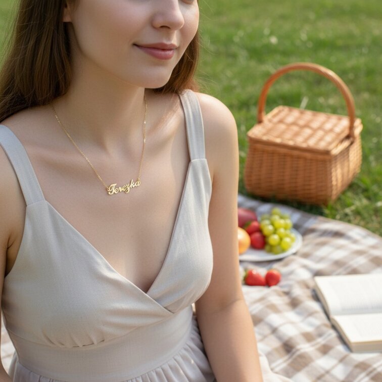 Řetízek z oceli se jménem Terezka zlatá ocel