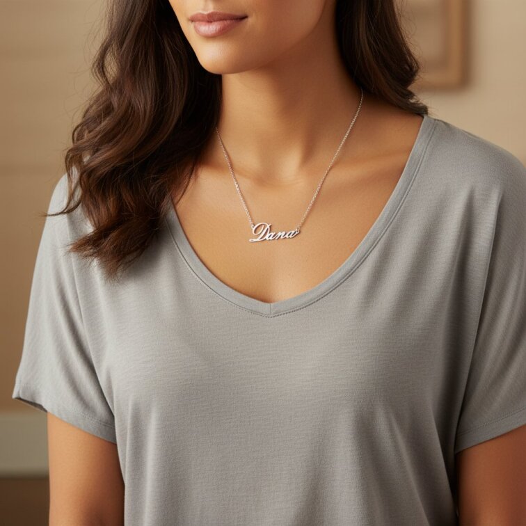 Řetízek z oceli se jménem Dana stříbrný