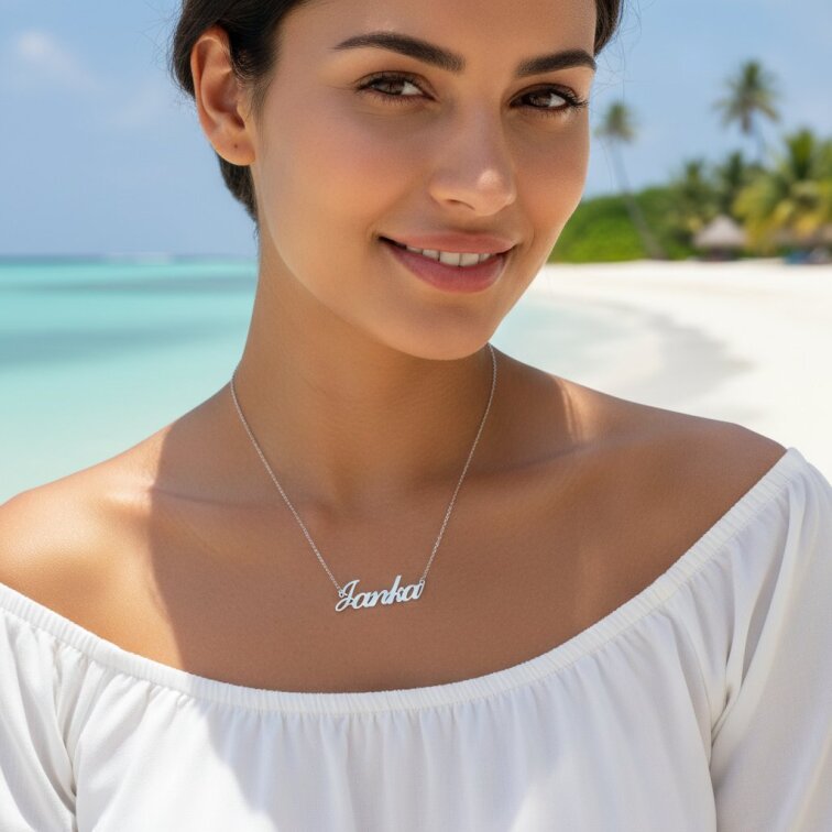 Řetízek z oceli se jménem Janka stříbrný