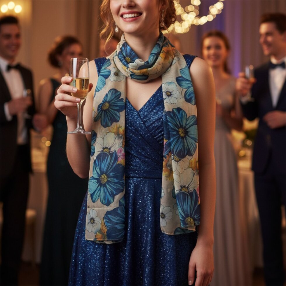 Dámská pestrobarevná šála Florela-wa-140 s květinovým vzorem