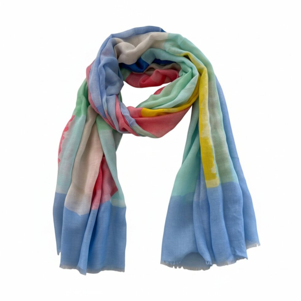 Harmonie-wa-106: Barevný šátek 180x86 s Vzorem, Bavlna a Viskóza
