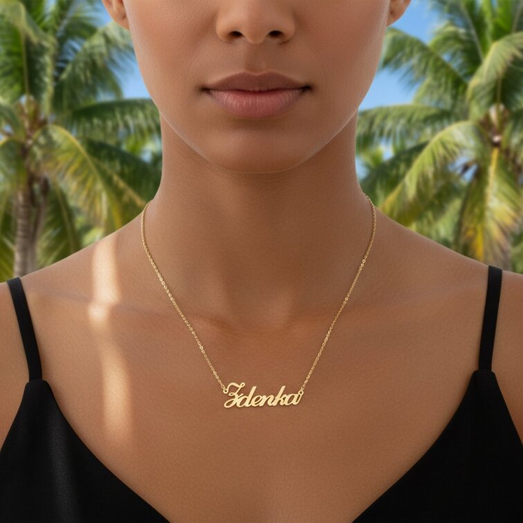 Řetízek z oceli se jménem Zdenka zlatá ocel
