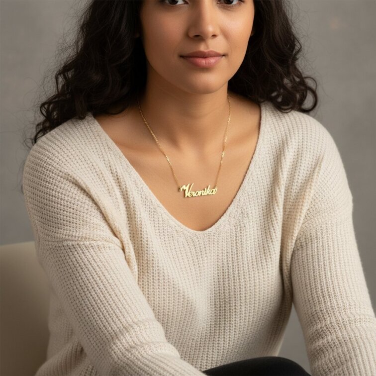 Řetízek z oceli se jménem Veronika zlatá ocel