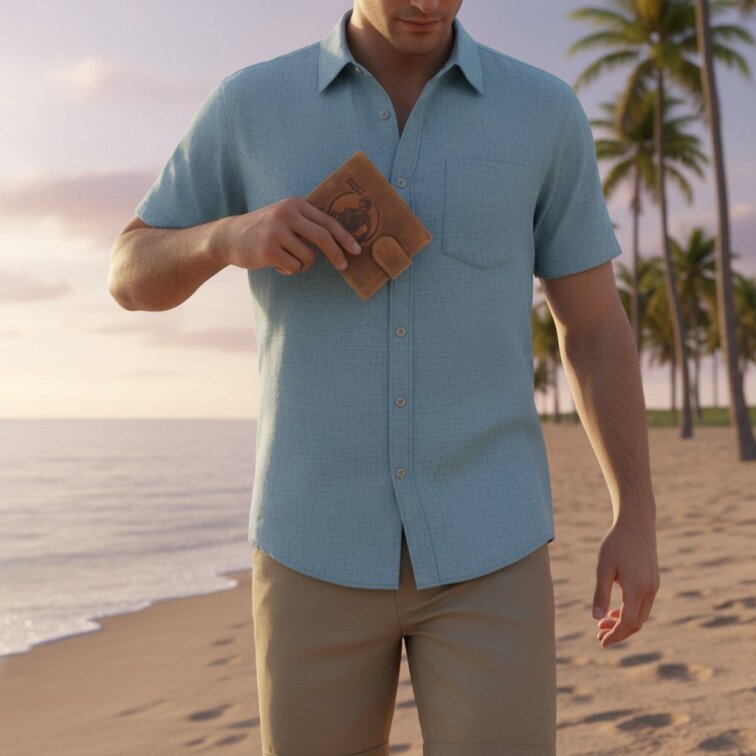 Pánská kožená peněženka se znamením Vodnář