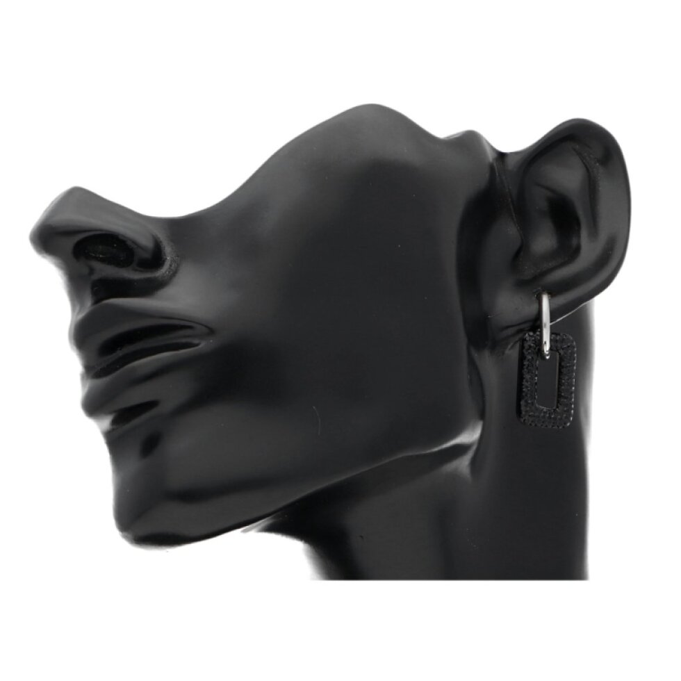 Náušnice černé obdelníčky z chirurgické oceli se zirkony