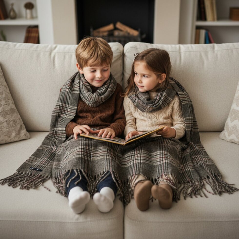 Luxusní Kašmírová Kostkovaná Šála 180x65 cm s Třásněmi