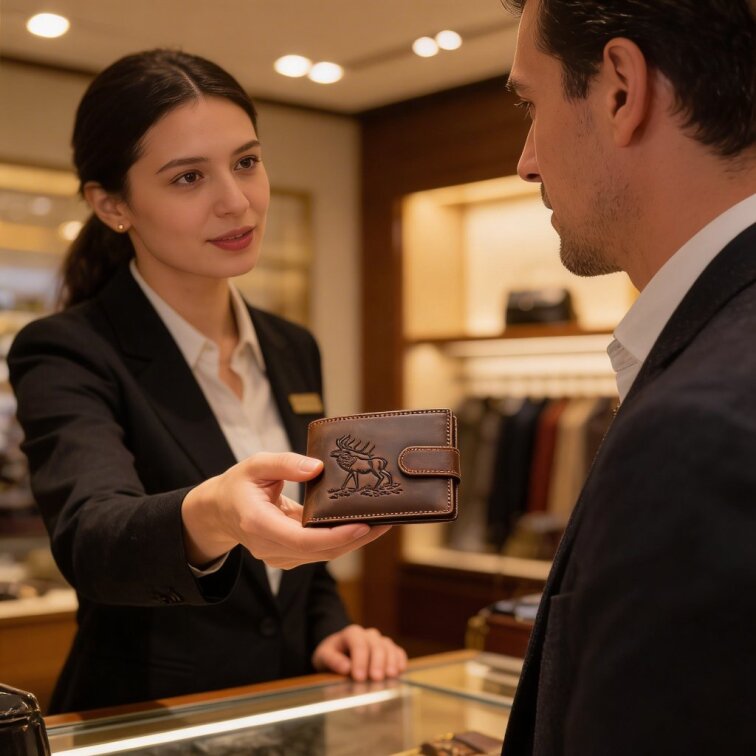 Pánská kožená peněženka hnědá s motivem Jelena