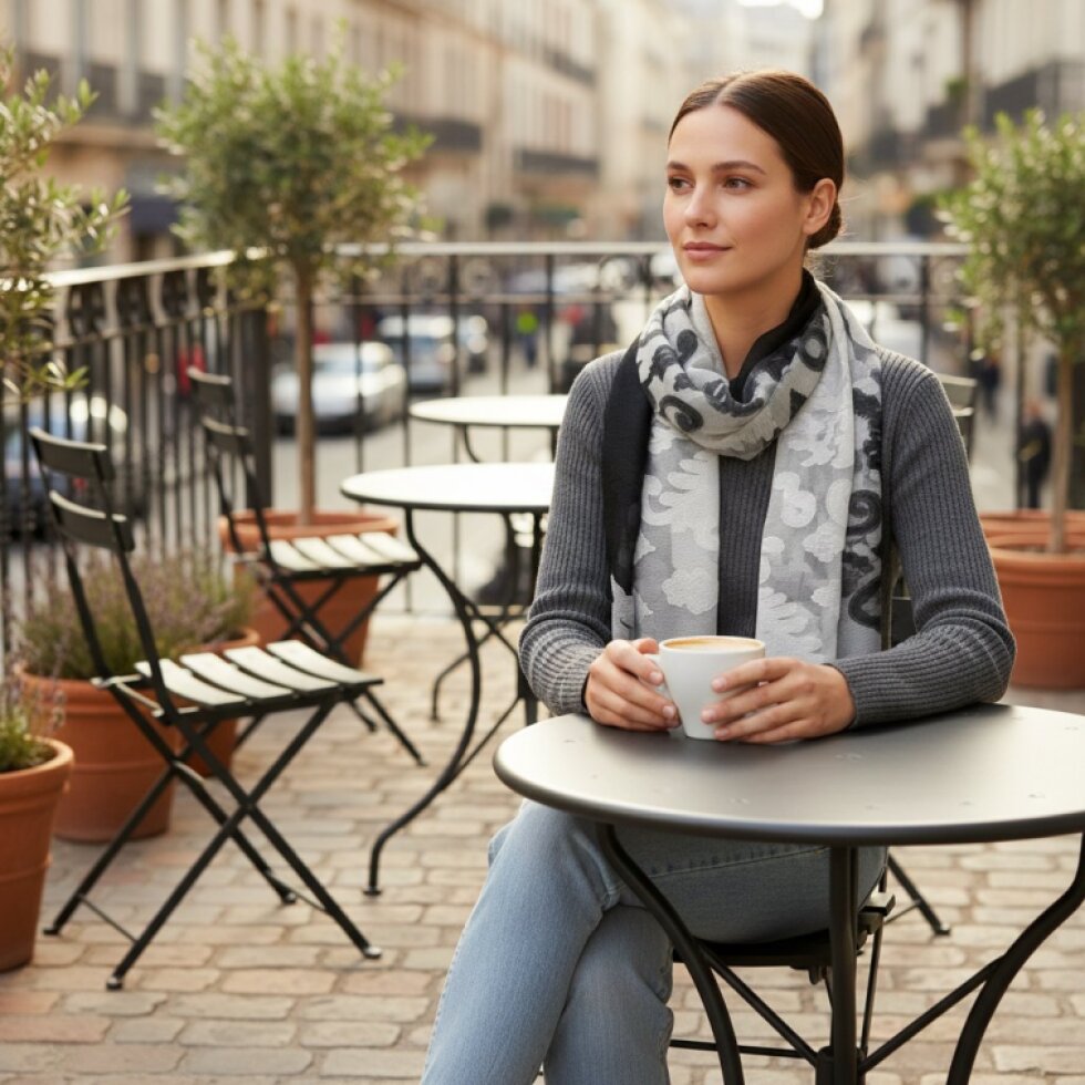 Elegantní šátek Dual Contrast 185x67cm - Hedvábí a Viskóza