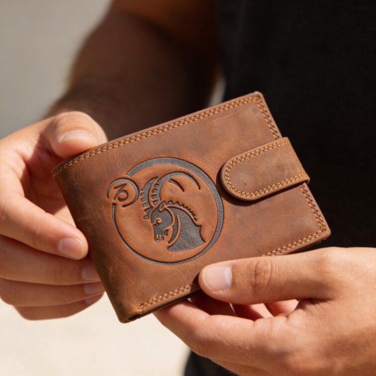 Pánská kožená peněženka se znamením Kozoroh