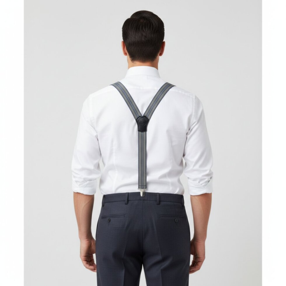 Kšandy pánské, světlo-šede pruhované MB2057