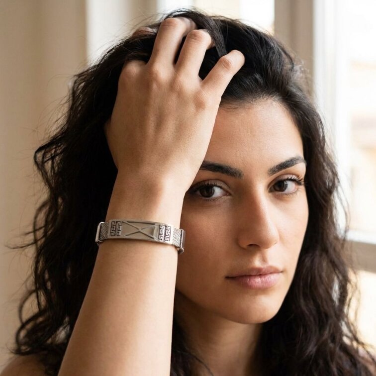 Náramek stříbrný z chirurgické oceli CKR776