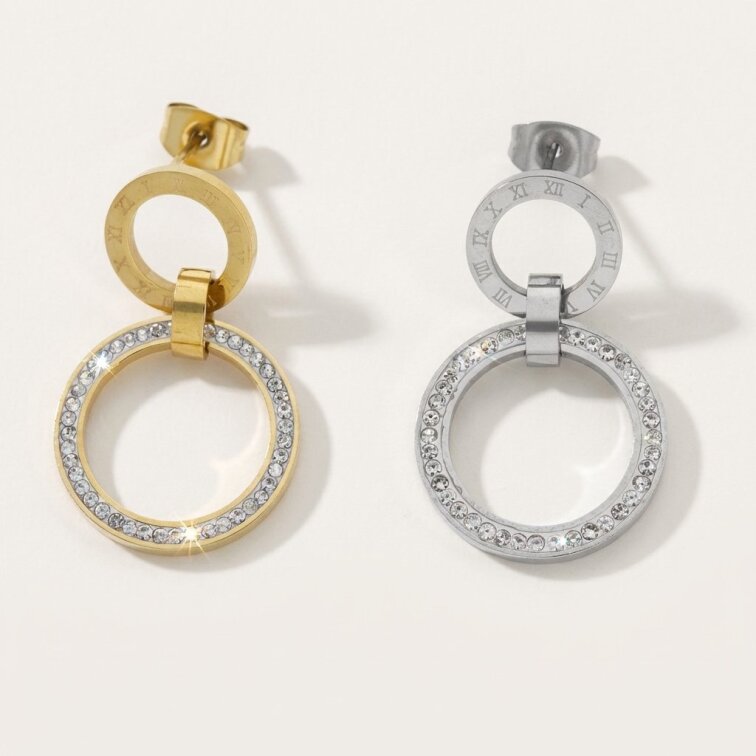 Náušnice chirurgická ocel kroužky s kamínky dvě barvy