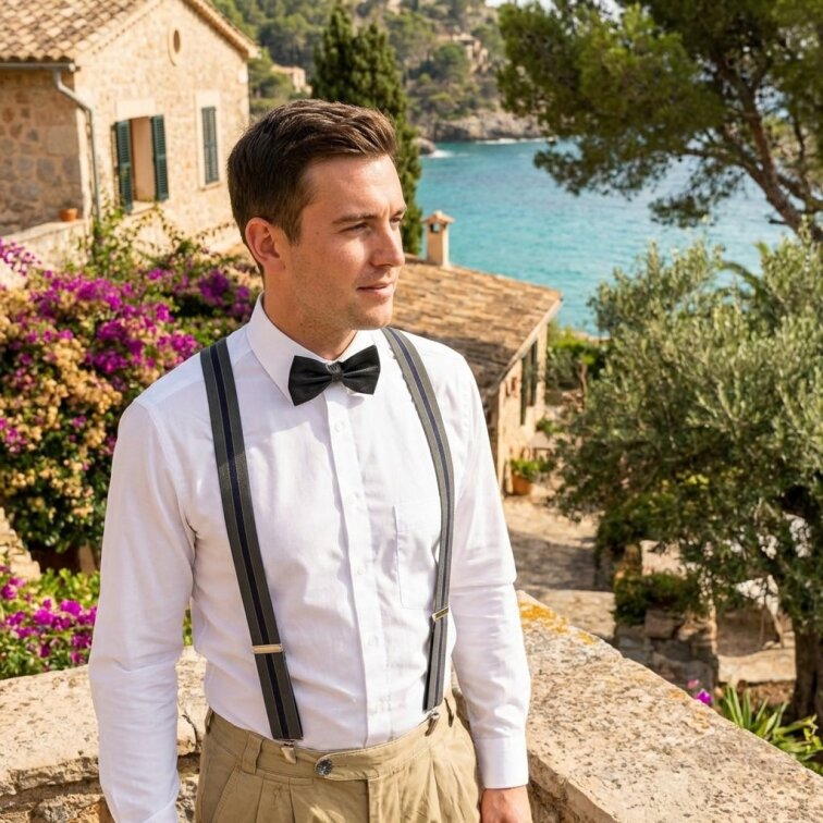 Kšandy pánské, modro - zelené pruhované MB2054