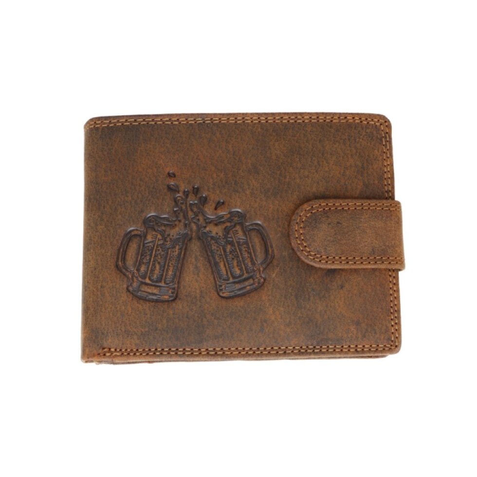 Pánská kožená peněženka hnědá s motivem Piva