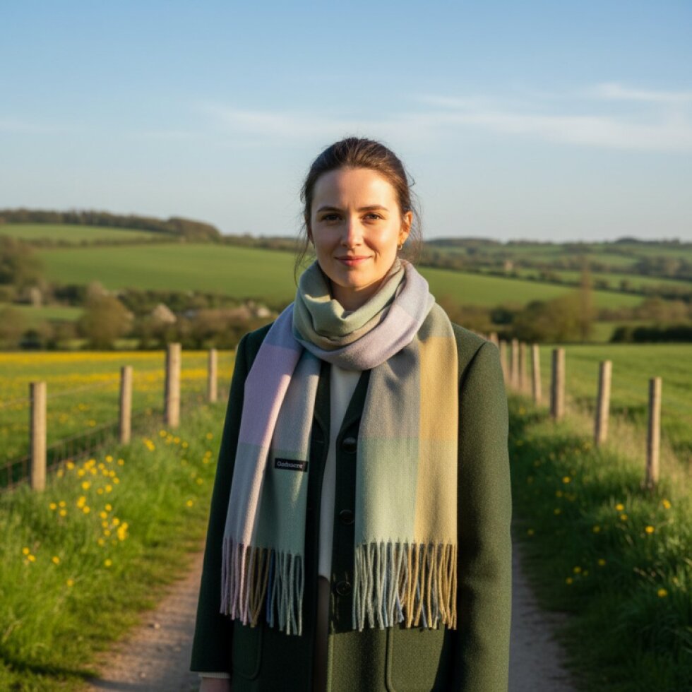 Kašmírová dámská kostkovaná šála 180 x 65 cm