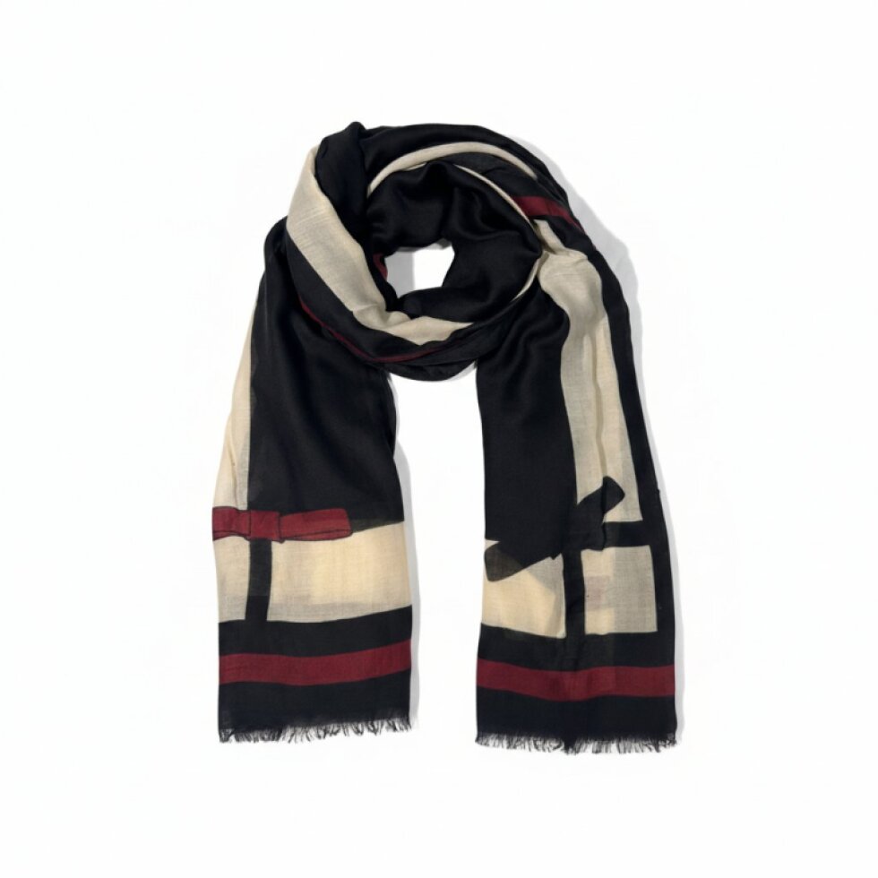 Dámský šátek s barevným lemem 185x90cm,Lemira-wa-147