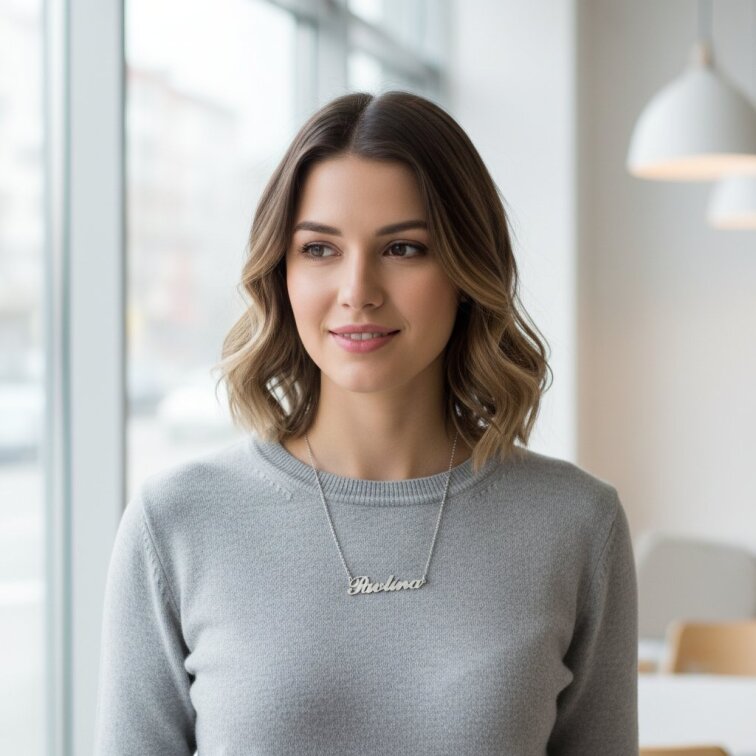 Řetízek z oceli se jménem Pavlína stříbrný