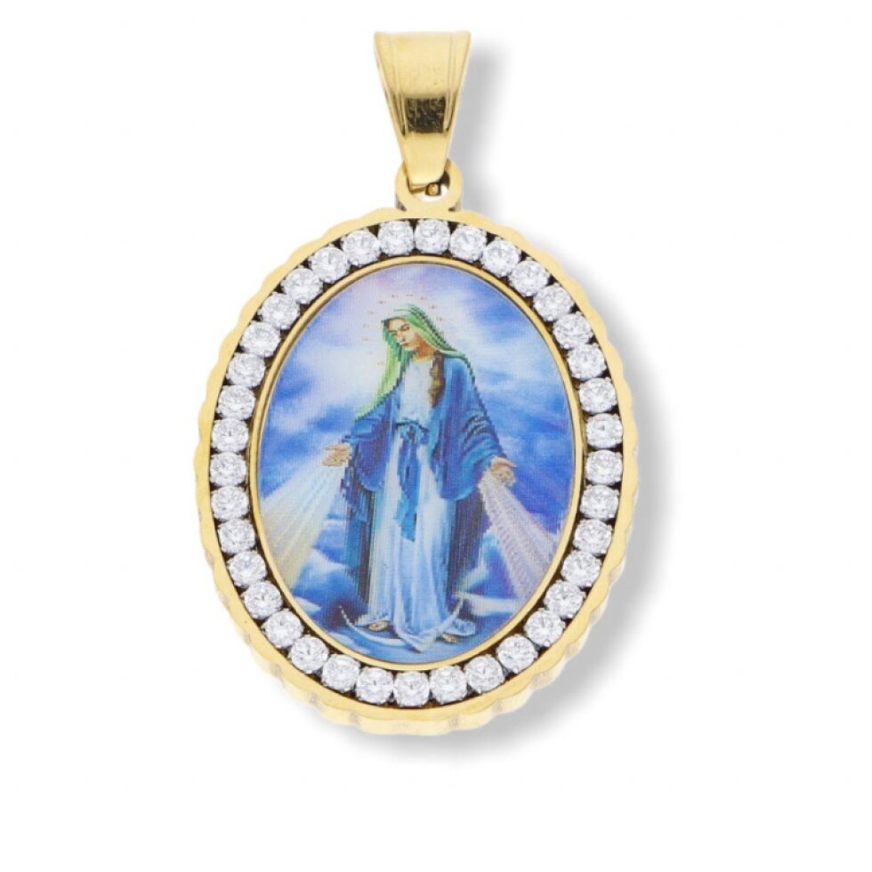 Přívěsek Madonka Gold 16 - Luxusní náboženský šperk s krystalky