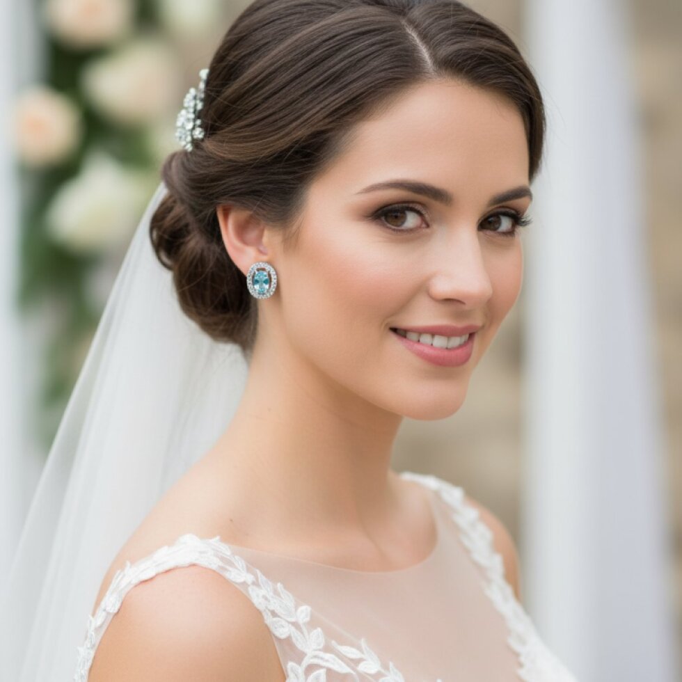 Nerina-EW 328 Ocelové náušnice s akvamarínovým zirkonem