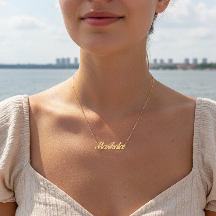 Řetízek z oceli se jménem Markéta zlatá ocel