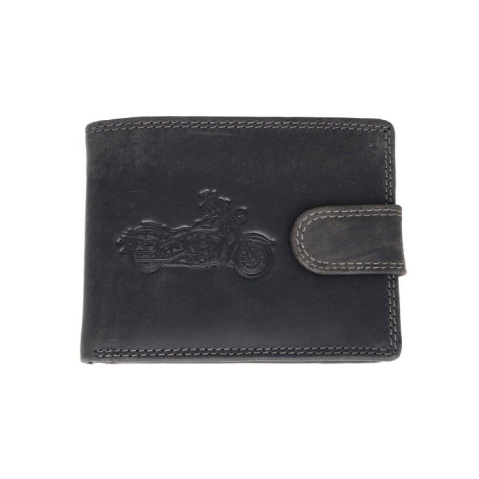 Pánská kožená peněženka černá s motivem Motorka