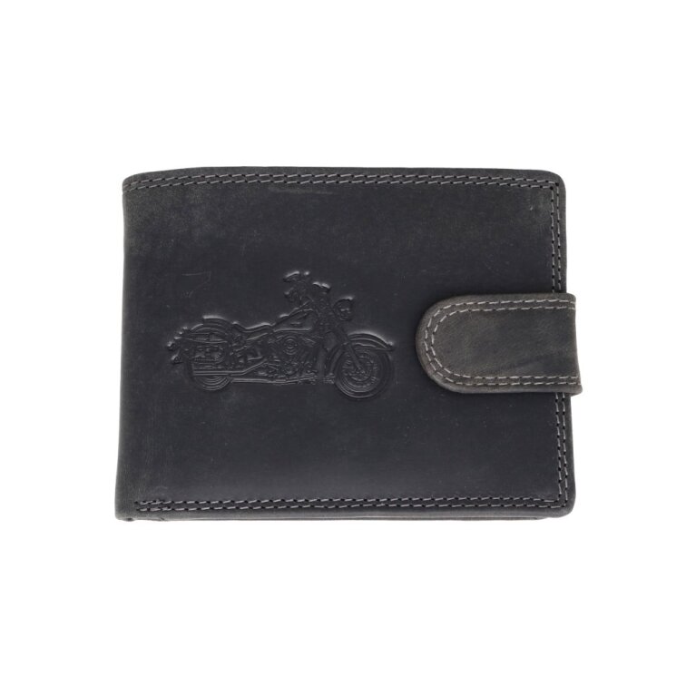 Pánská kožená peněženka černá s motivem Motorka