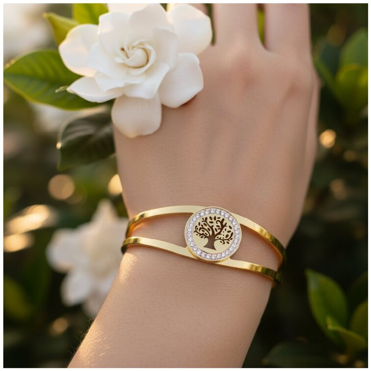 Náramek strom života gold se zirkony KFD328