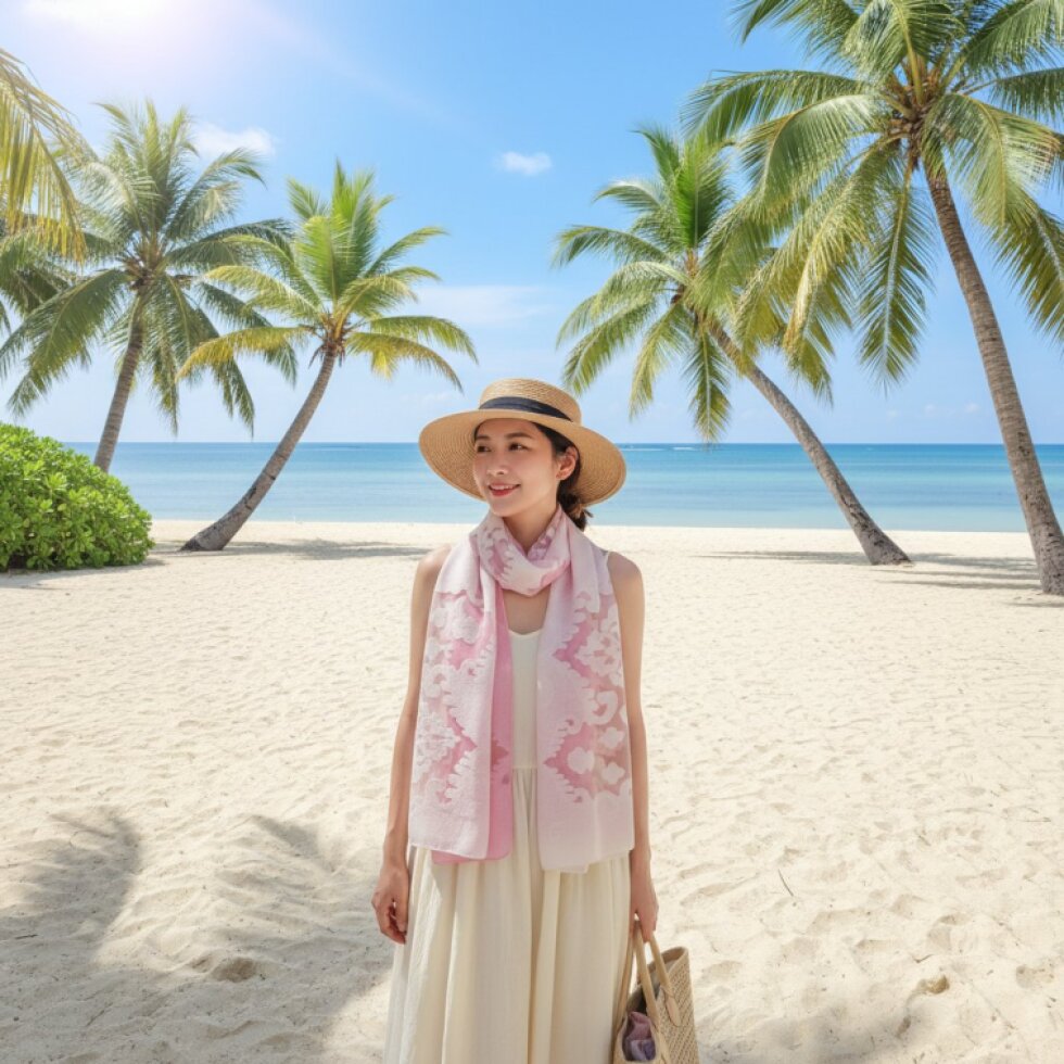 Elegantní hedvábný šátek 185x67cm s kontrastním vzorem