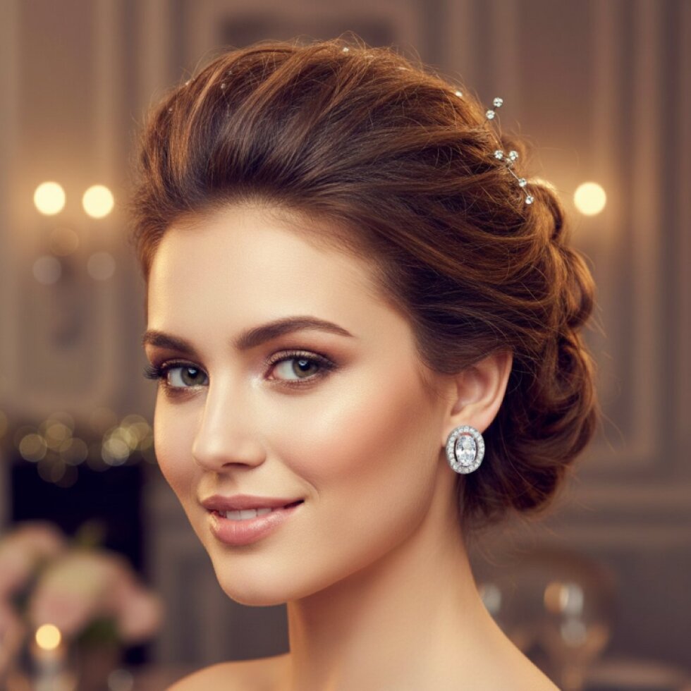 Elegantní ocelové náušnice Nerina s bílými zirkony EW 329