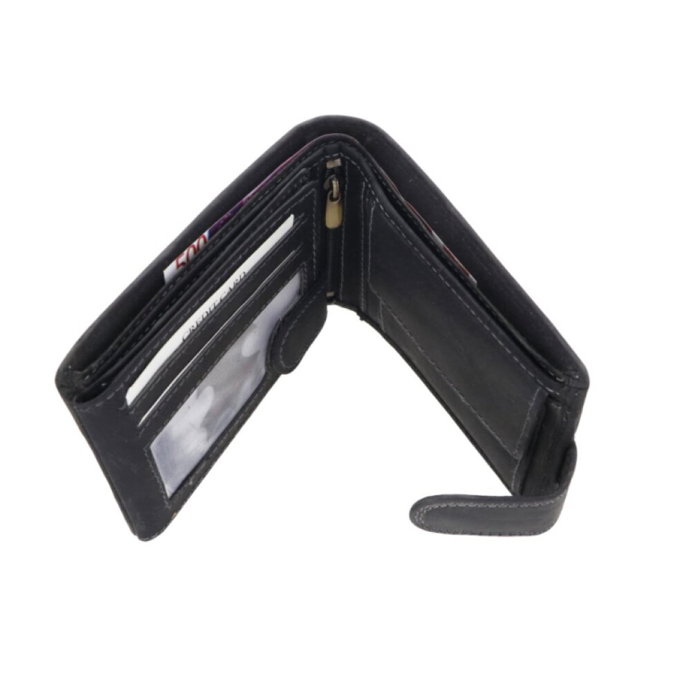 Pánská kožená peněženka černá s motivem Motorka