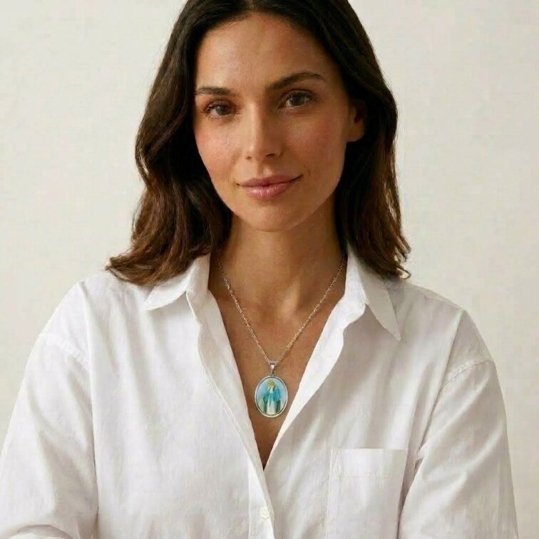 Přívěsek Madonka 12 - Chirurgická ocel, Panna Marie, Stříbrný