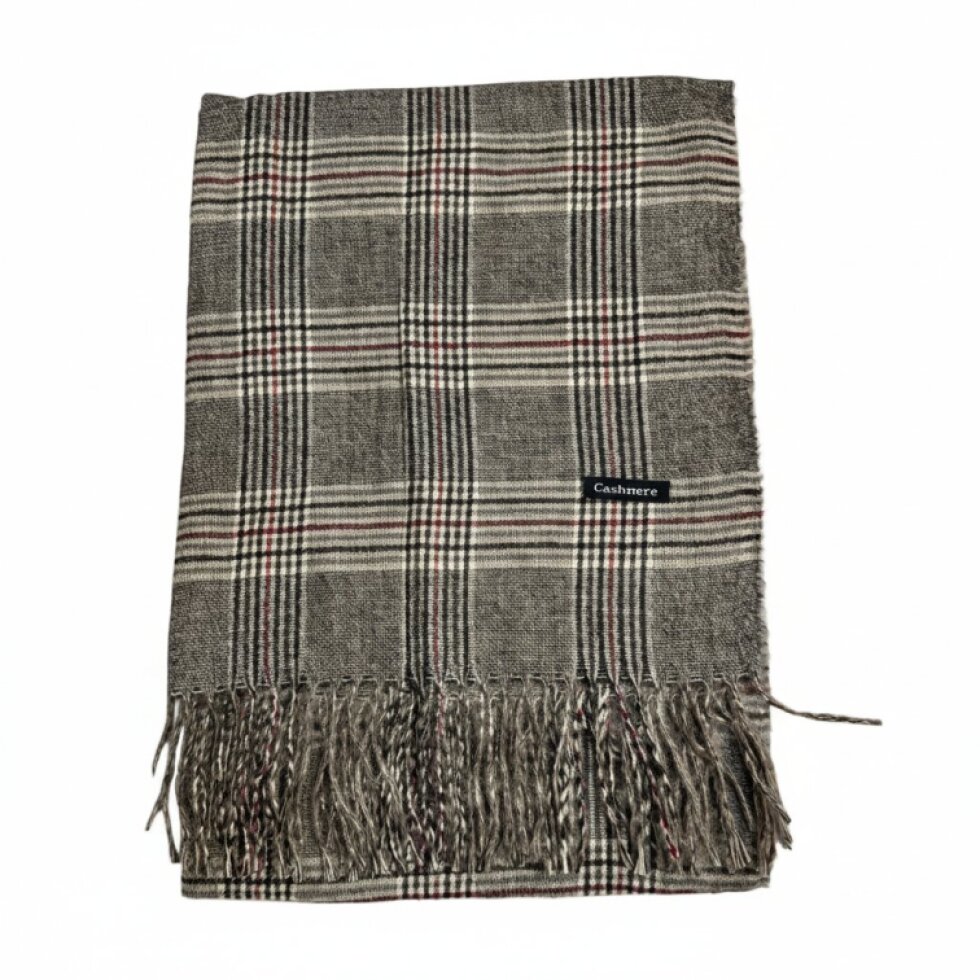 Luxusní Kašmírová Kostkovaná Šála 180x65 cm s Třásněmi