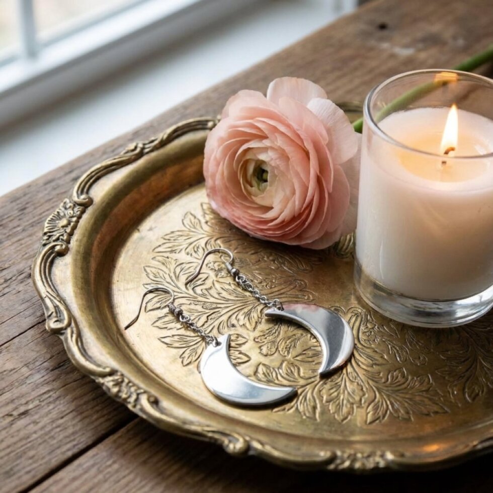 Elegantní visací náušnice s měsíčním designem z chirurgické oceli