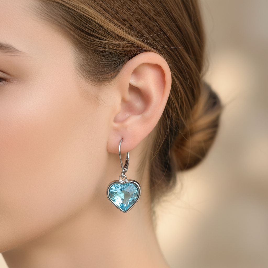 Tyrkysové náušnice srdíčko z chirurgické oceli SD750