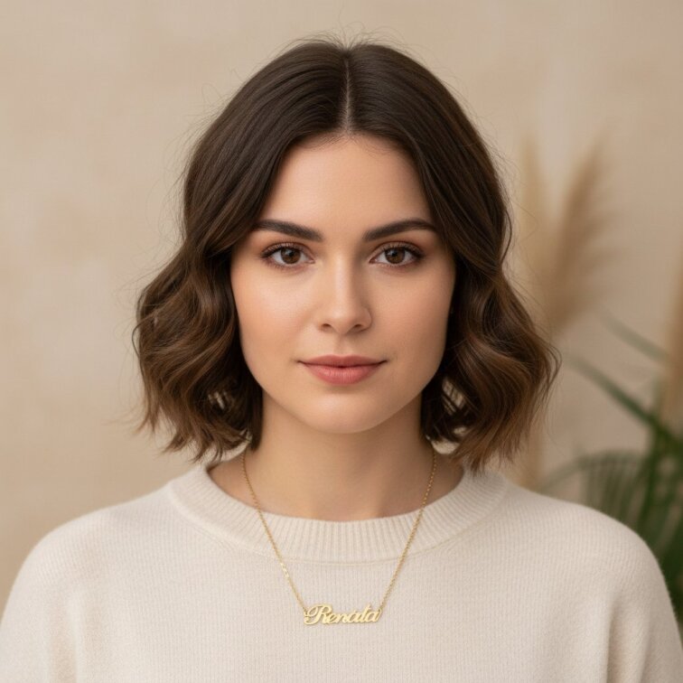 Řetízek z oceli se jménem Renáta zlatá ocel