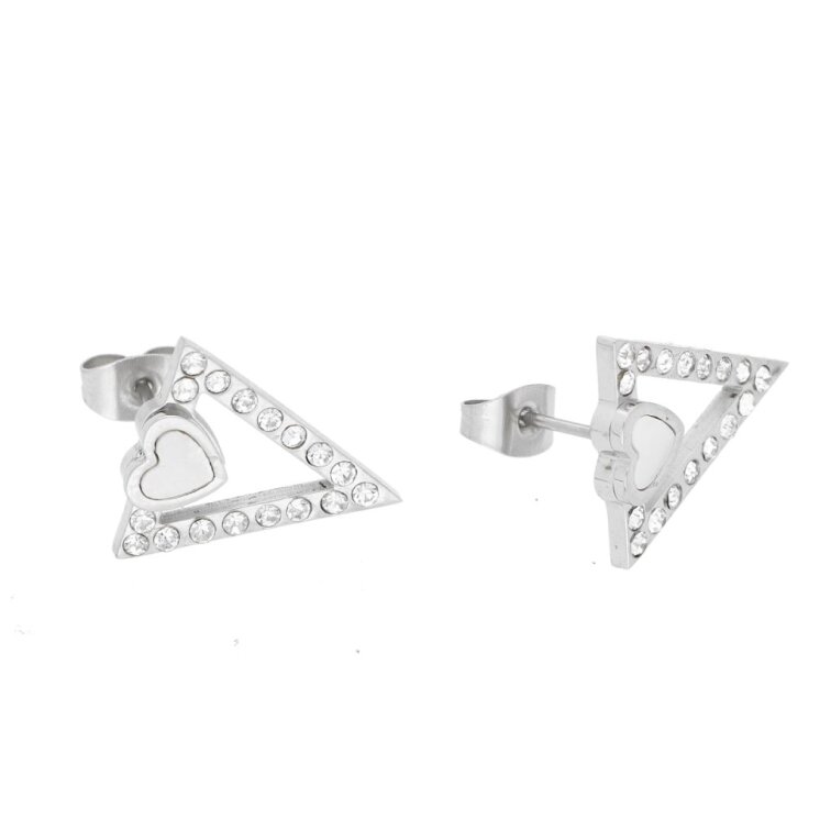 Luxusní stříbrné náušnice V s krystalky z chirurgické oceli