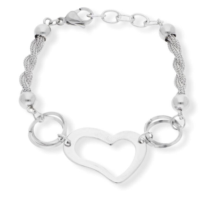 Dámský ocelový náramek srdce SL655