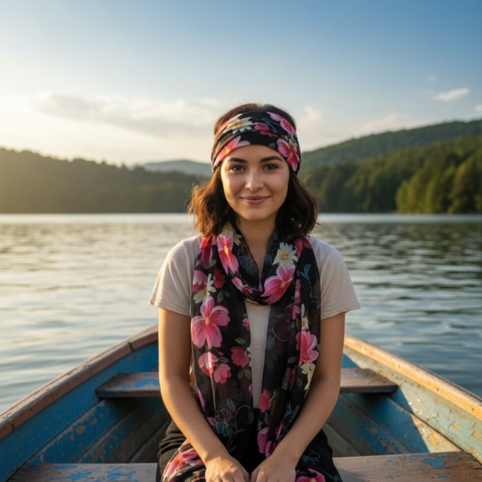 Dámska farebná šatka s květinovým vzorom 180 × 70 cm, Florela-wa-138