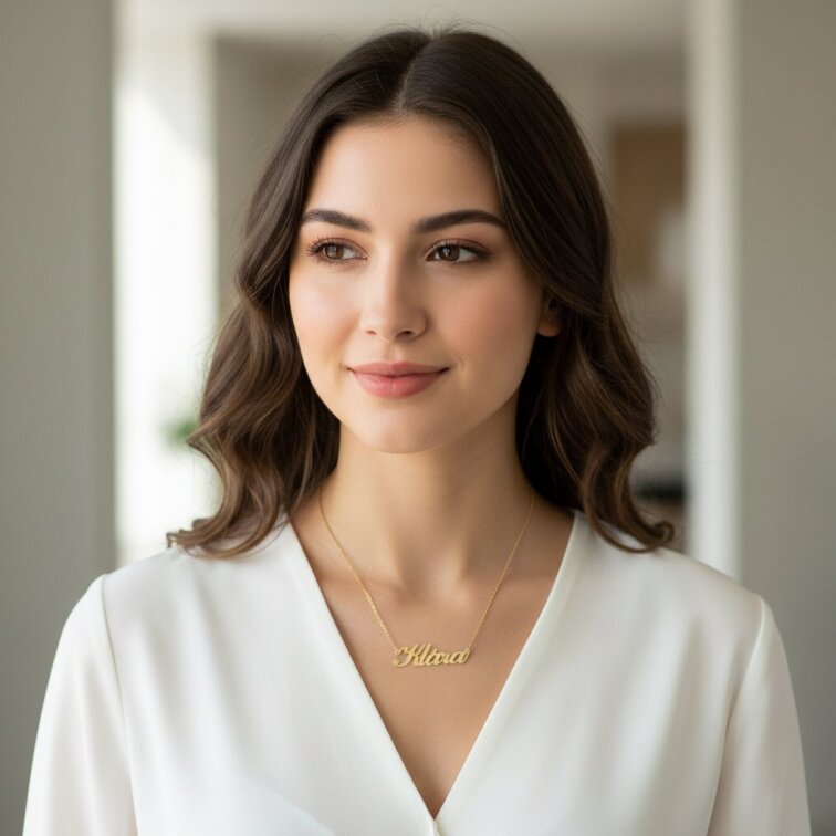 Řetízek z oceli se jménem Klára zlatá ocel